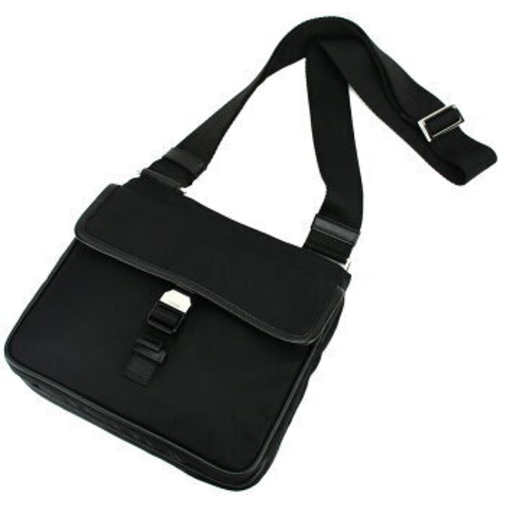 Prada Black Logo Leather Shoulder Crossbody Triangle Bag Saffiano Tessuto - Picture 3 of 8